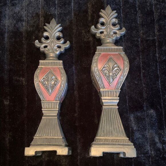 Other - Two Decorative Fluer de Lil Red and Brown Finials for Home Decor
